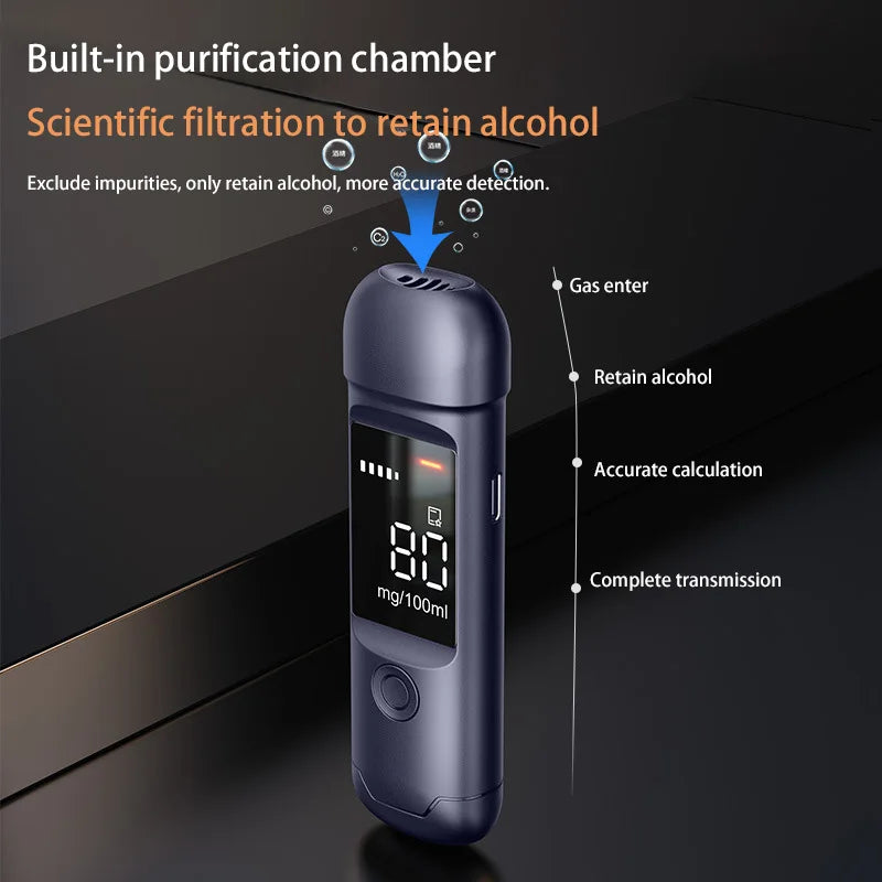 Portable Breathalyzer Digital Alcohol Tester High Accuracy Breath Alcohol Detector with LCD Display for Driving Safety Test