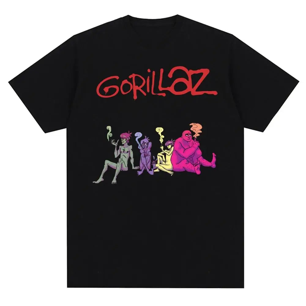 Music Band Gorillazs Punk Rock Print T Shirt 90s Casual Fashion Short Sleeve Plus Size T Shirt Unisex