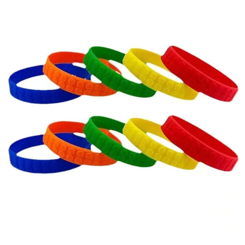 40Pcs Building Blocks Party Favors Building Blocks Keychain Slap Bracelets and Gift Bags for Kids Birthday Party Supplies