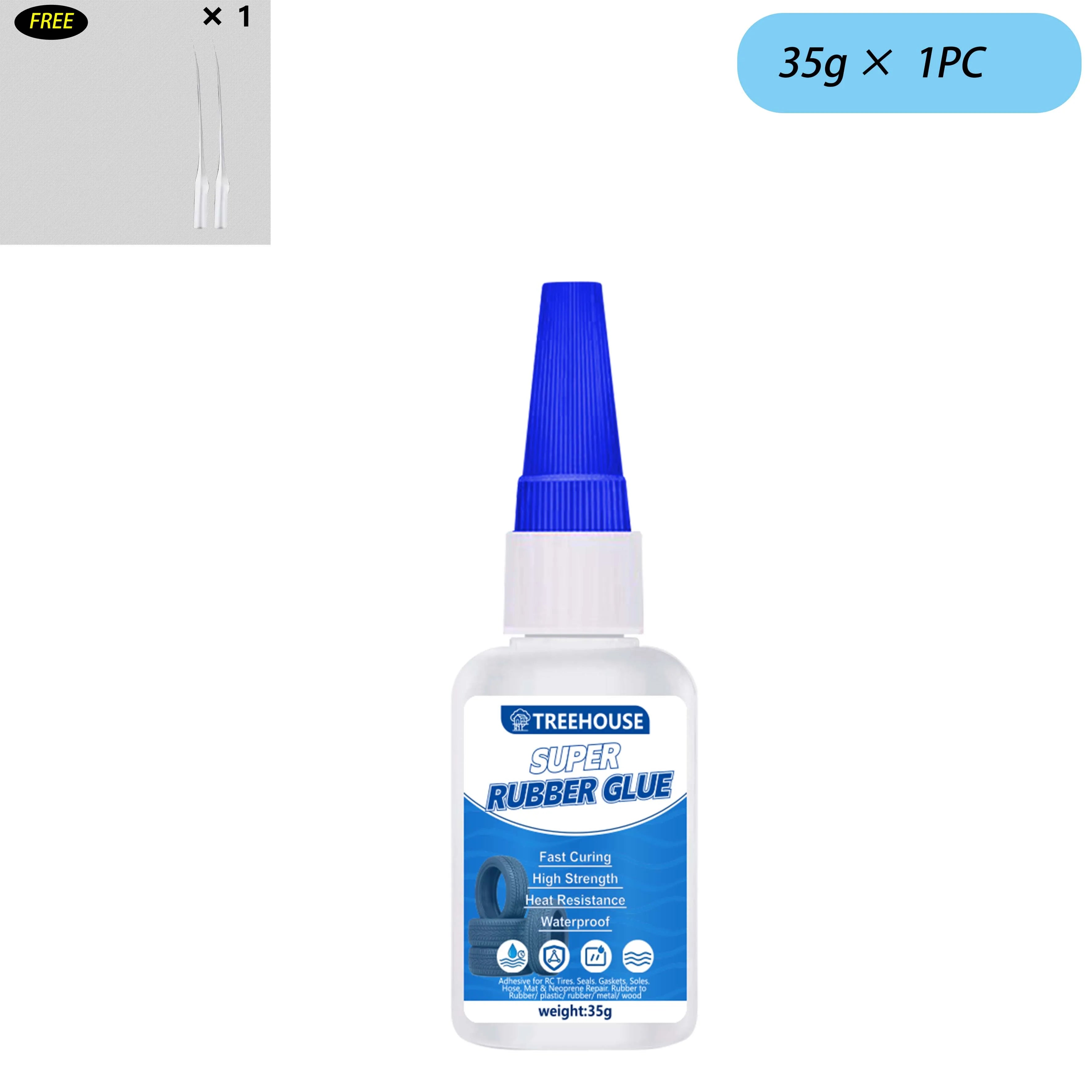 15-35G Super Rubber CA Glue, Fast Curing High Strength Adhesive, Heat & Waterproof Glue for Tire, Hose, Gasket, Rubber & More