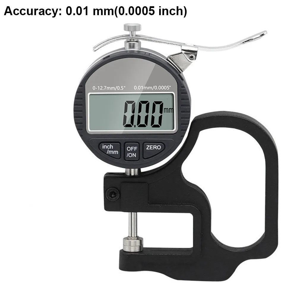 0.01/0.001mm Electronic Thickness Gauge Range 0-12.7mm LCD Screen Display Digital Thickness Tester High Precision Portable