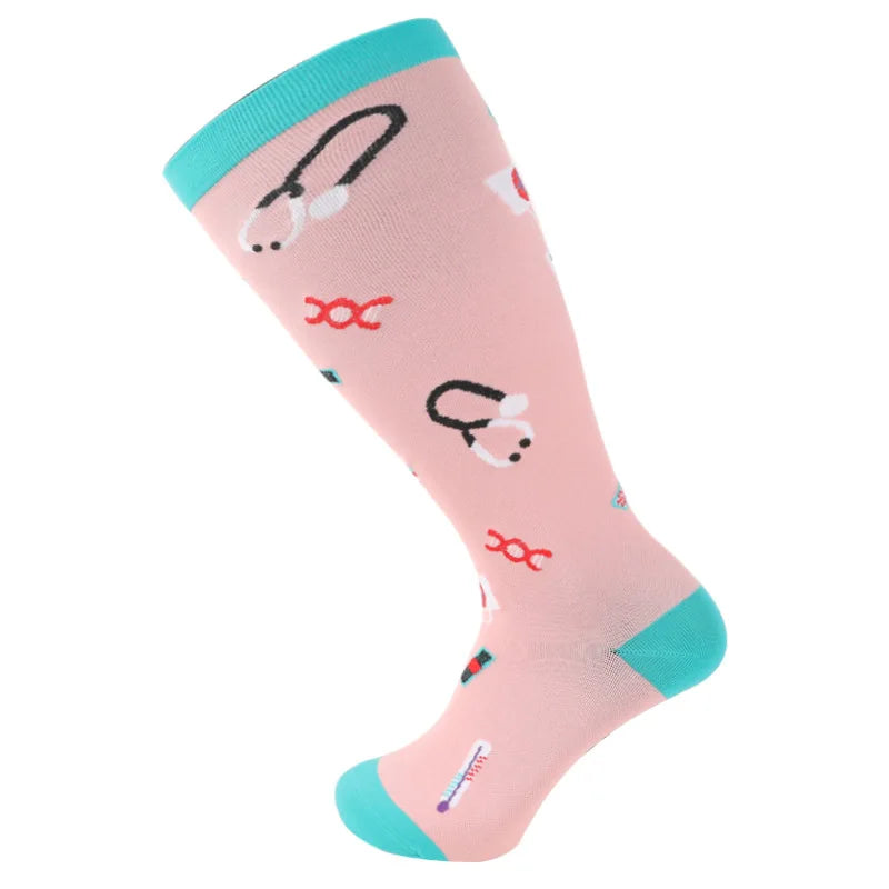 2XL-7XL Plus Size 20-30 mmHg Compression Socks for Women Men Wide Calf Extra Large Knee High Flight Sock for Circulation Support