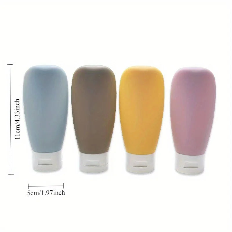 4 pcs Leak-Proof Squeeze Bottles for Travel Toiletries - Refillable Cosmetic Containers for Shampoo, Lotion, and Body Wash