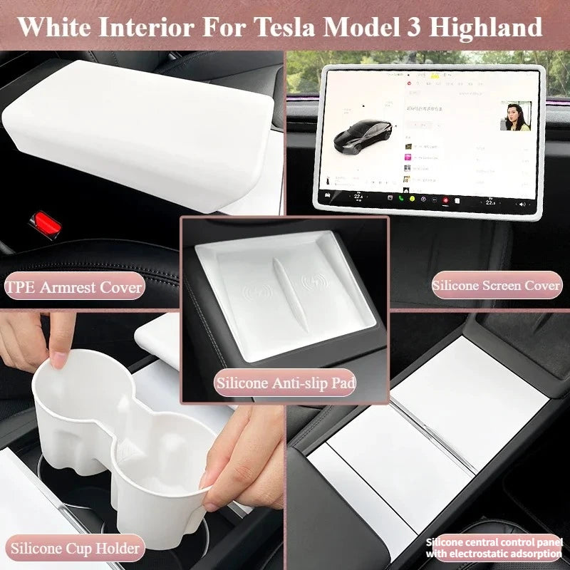 Steering Wheel Cover for Tesla Model 3 Highland White Interior Stickers Car Decoration Modification Accessories for New Model3
