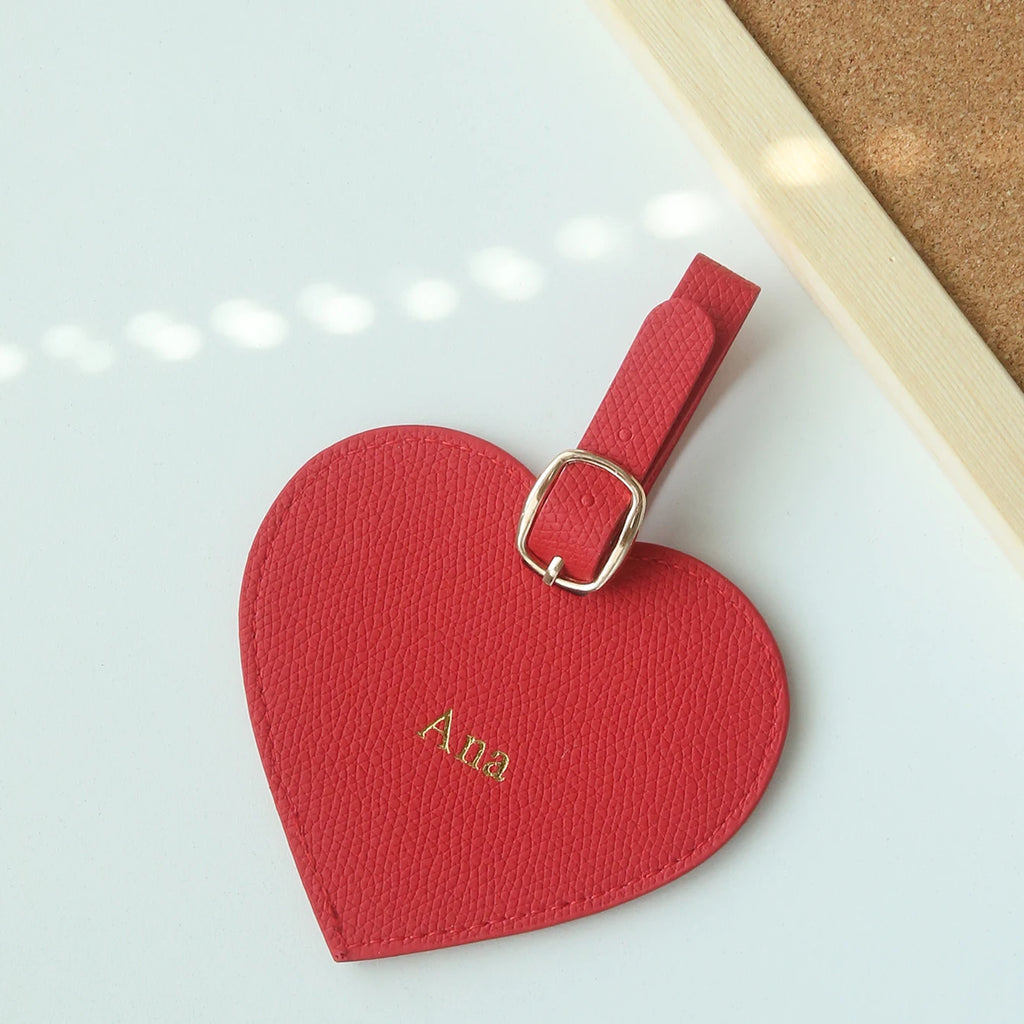 Personalized Heart Luggage Tag Custom Name Pu Leather Suitcase Tag Customized Travel Bag Label for Women Travel Accessory Gift