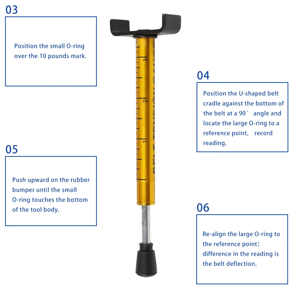 Belt Tension Gauge, Motorcycle Belt Tensioner Tool Fit for 10 Lbs Belt Drive Models Replacement Adjustment Wheel Service