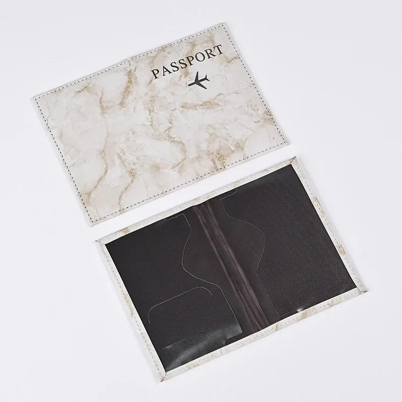 Macaron Color Marble Pattern Passport Covers Ultra-thin Document Holder Travel Passport Holder ID Card Covers Travel Accessories