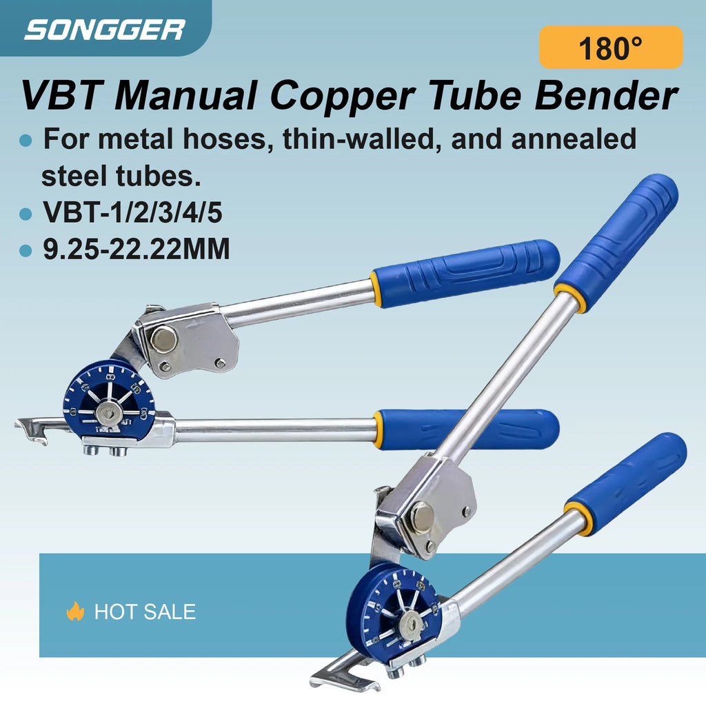 Manual Tube Bender Set for 1/2 5/8 3/4 Inch Tube Bender 9.25 to 22.22mm Copper Aluminum Thin Wall Steel 180 Degree Bends