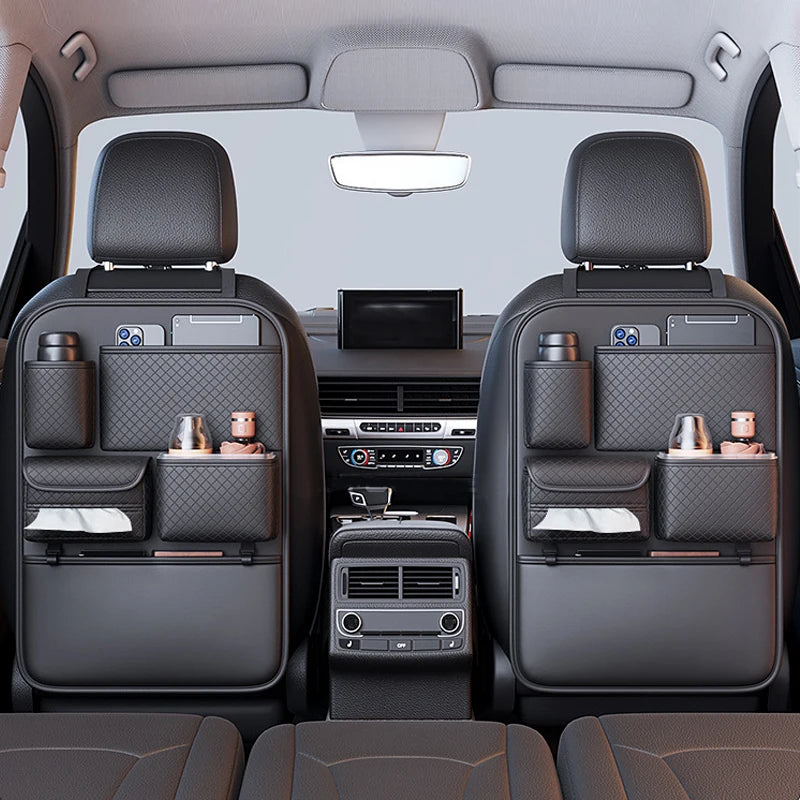 1/2pcs Car Seat Back Organizer High-Capacity Multi-Pocket Backseat Storage Bag Wear-Resistant Anti Kick Mat