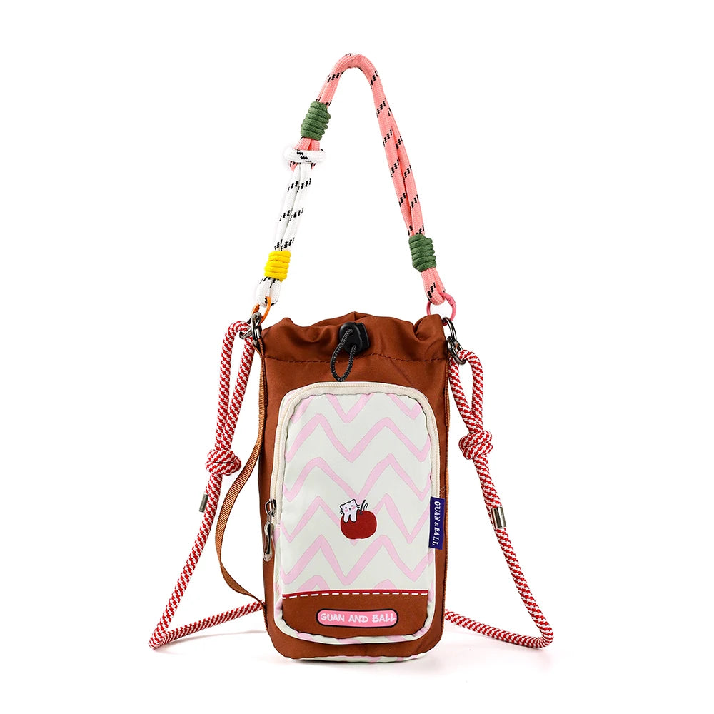 2026 New Illustrator-Designed Dopamine Lightweight Water Bottle Bag Crossbody Bag Outdoor Phone Casual Bag