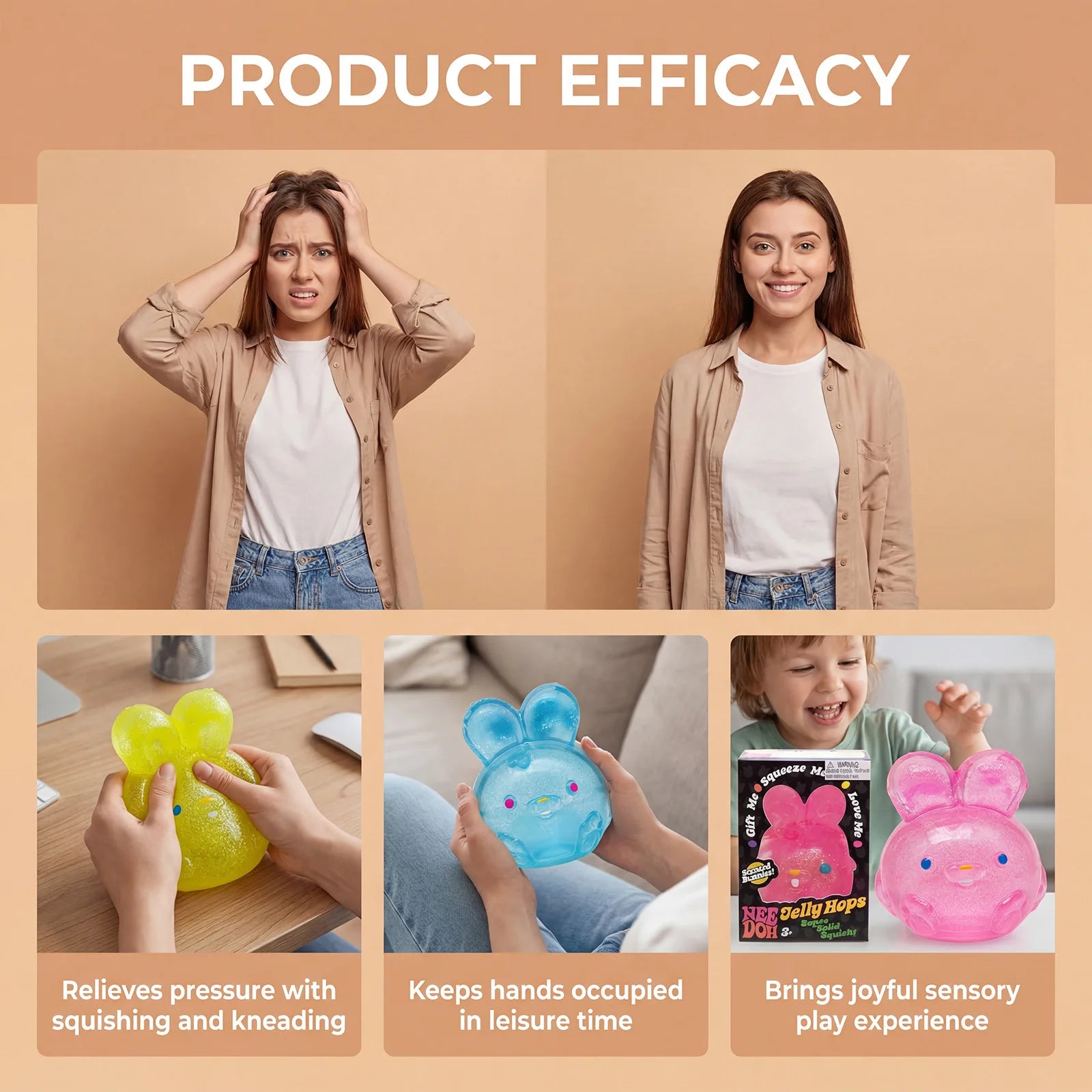 NEW NEEDOH Rabbit Decompression Ball Squeeze Toys Slow Rebound Stress Relief Office Rebound Relax Fidget Toys Kids Adult Gift
