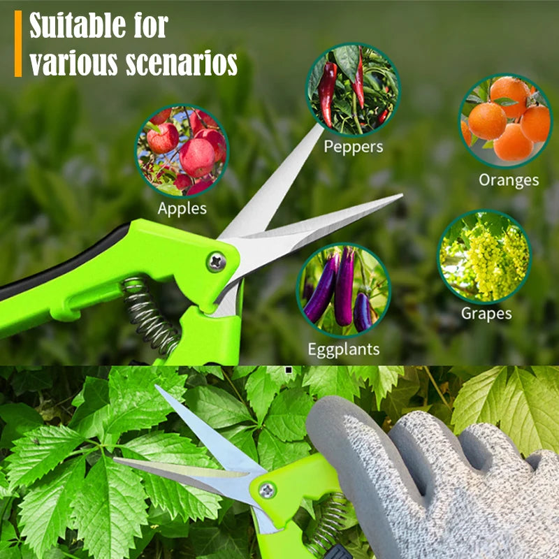 2PCS Gardening Scissors Set Ergonomic non-slip handles Safety lock pruning shears Beginner gardening set Can cut roses and more