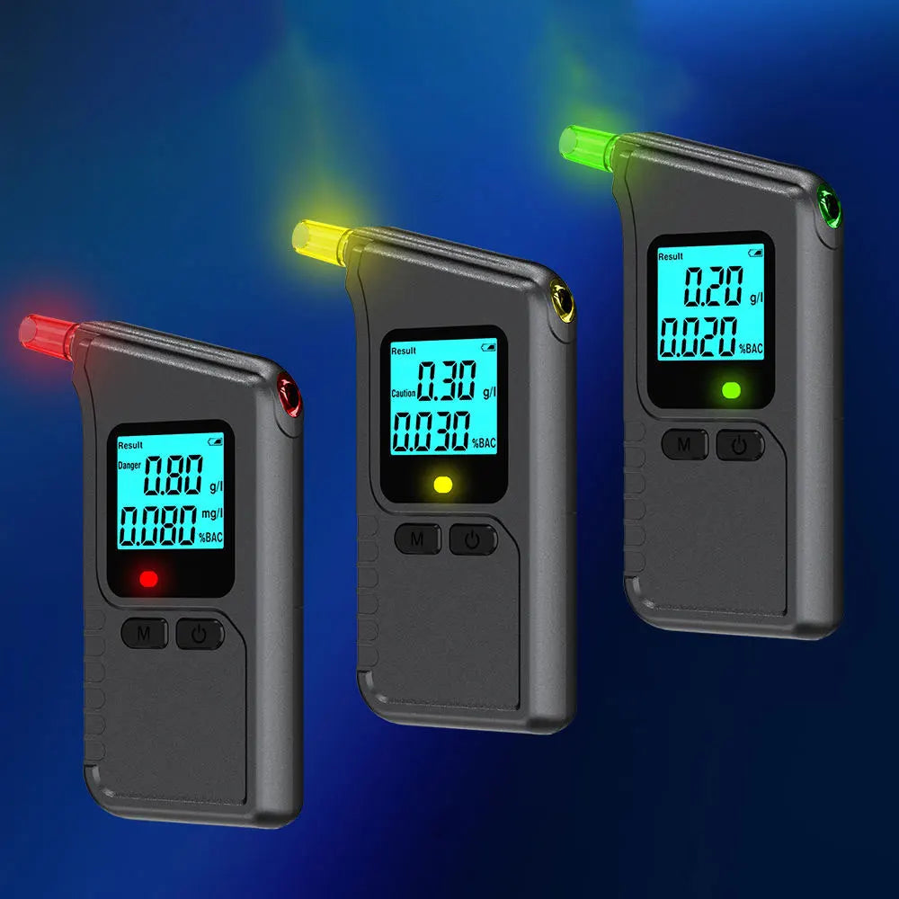 LCD Display Breathalyzer with 5 Mouth Pieces Portable Breathalyzer Breath Alcohol Tester for Drunk Driving Test Use