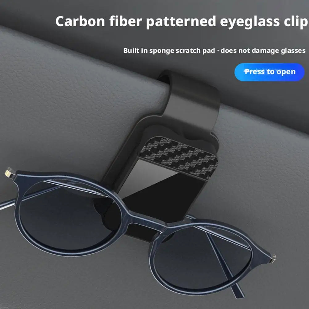 Car Sunglasses Holder Clip Carbon Fiber Pattern Eyeglass Clip Glasses Hanger For Sun Visor, Anti-Slip Car Accessories