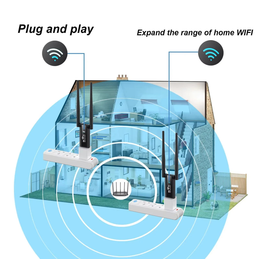 300Mbps Wireless USB WiFi Repeater Extender WiFi Signal Amplifier Booster Long Range Wi-Fi Router Home Network Card Extension
