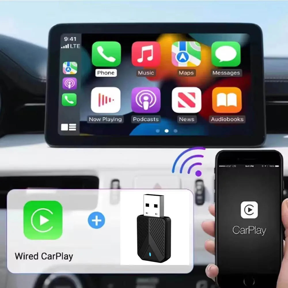 Skilldrive 2026 Mini 2 in 1 CarPlay Adapter Wireless Android Auto Adapter AI Smart Box Intelligent System for Wired CarPlay Car