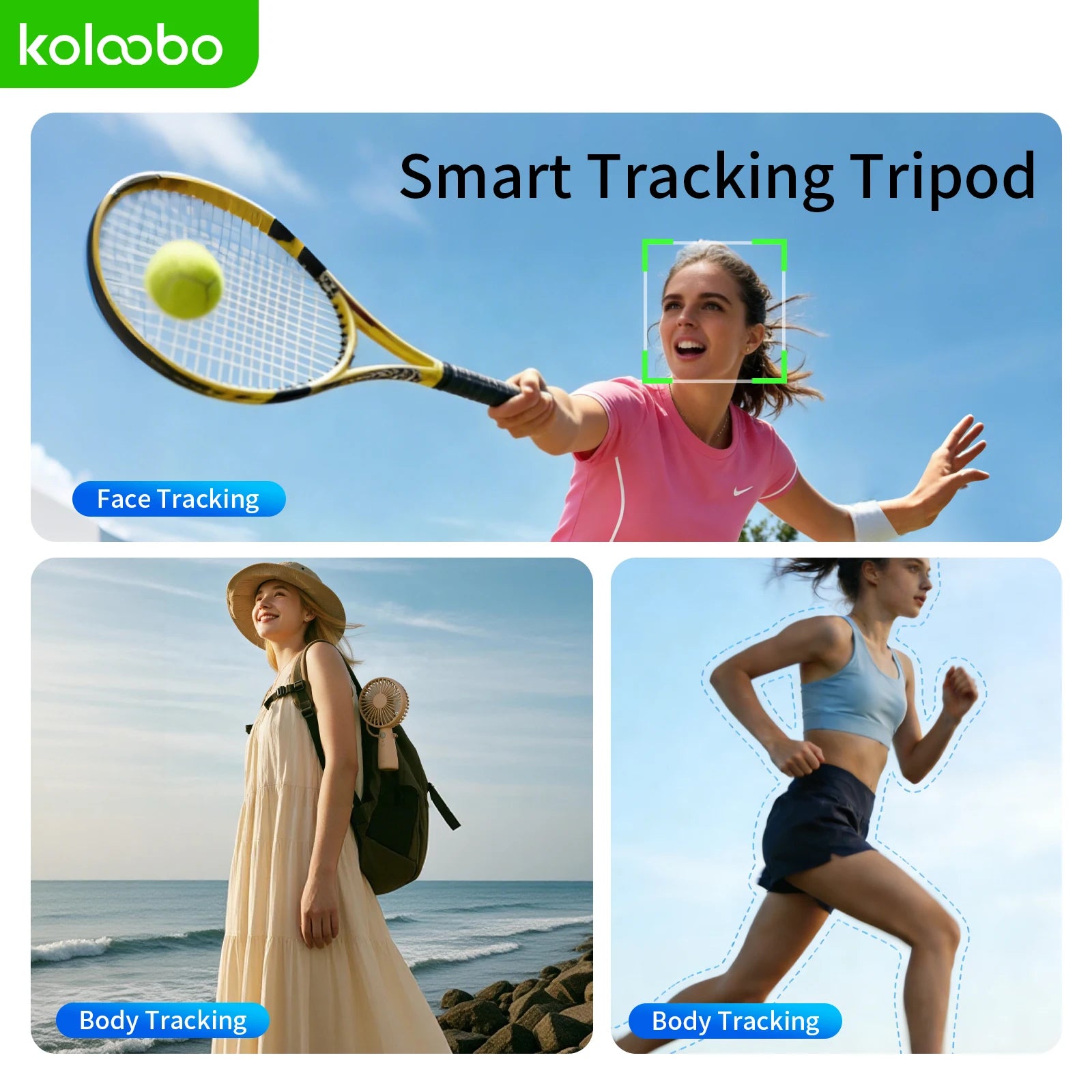 74" Gimbal Selfie Stick AI Face Tracking with Bluetooth Remote 1/4” Screw Tripod Stand for iPhone Vlog Streaming Photography