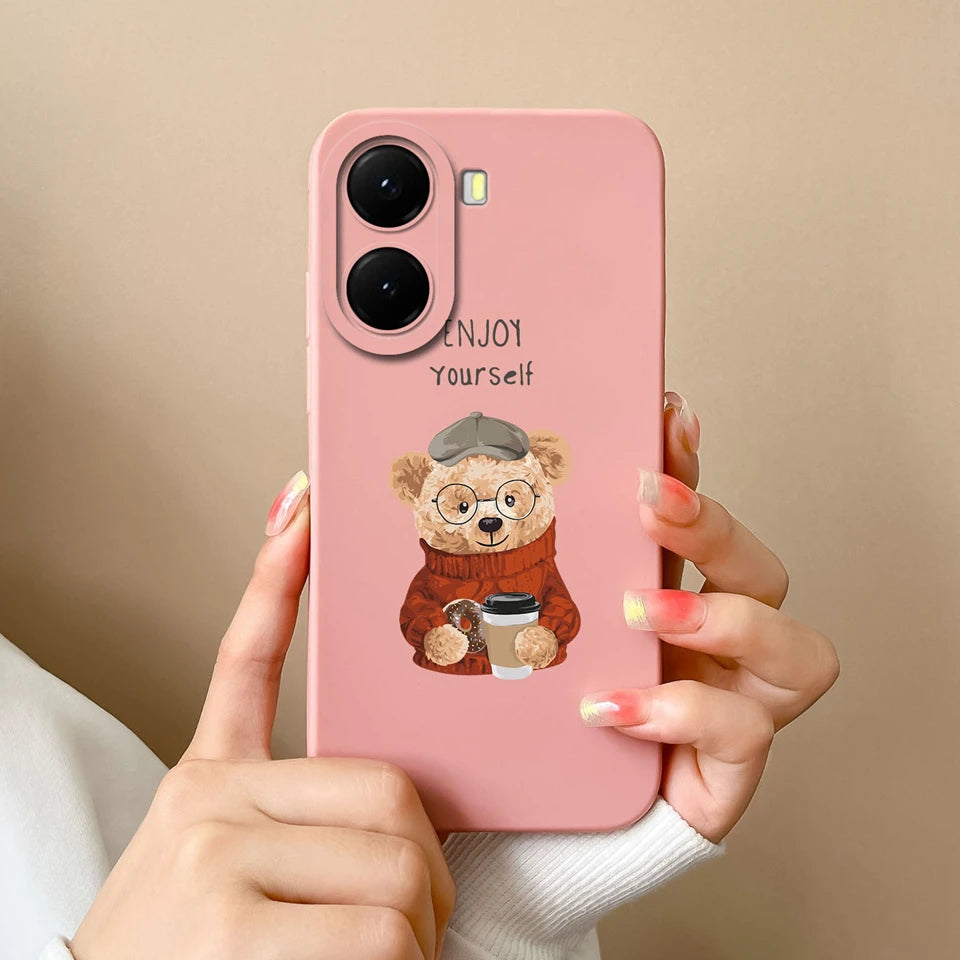For Xiaomi Poco X7 Pro Case Lovely Bear Love Heart Shockproof Anti-fall Antifouling Luxury Shell For xiaomi poco x7 pro Coque