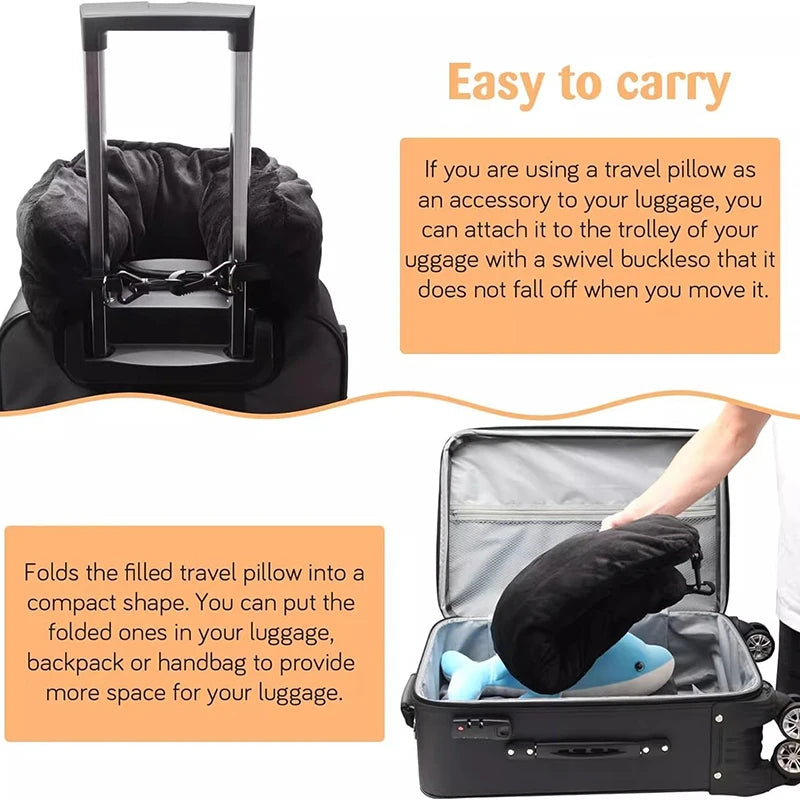 Portable Fillable Neck Pillow Space-saving Neck Travel Cushion Travel Pillow Neck Support Flight Travel Accessories