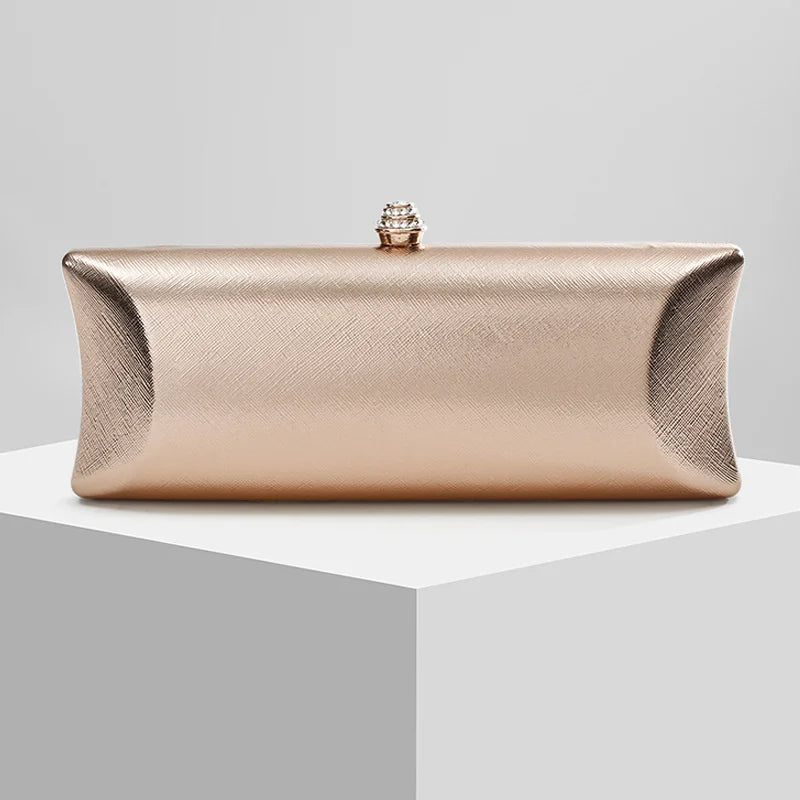 Classical Long Box Evening Bag Women's Luxury Green Wedding Bag  Versatile Pure Color Pillow Clutch Purse with Crossbody Chain