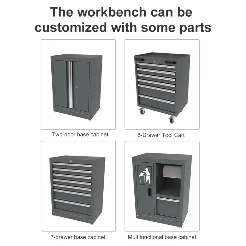 Garage Workstation Modular Tool Box Workbench Workshop Metal Garage Cabinet System Steel Heavy Duty Storage Garage Cabinet