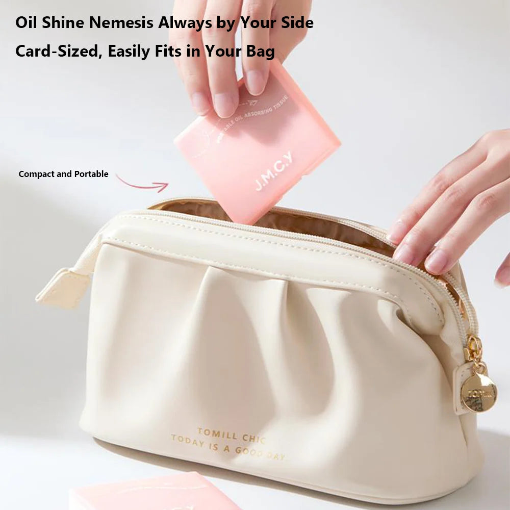 With Puff Oil Control Blotting Paper With Mirror Lightweight Face Shine Remover Compact 3-in-1 Blotting Paper for Summer Travel