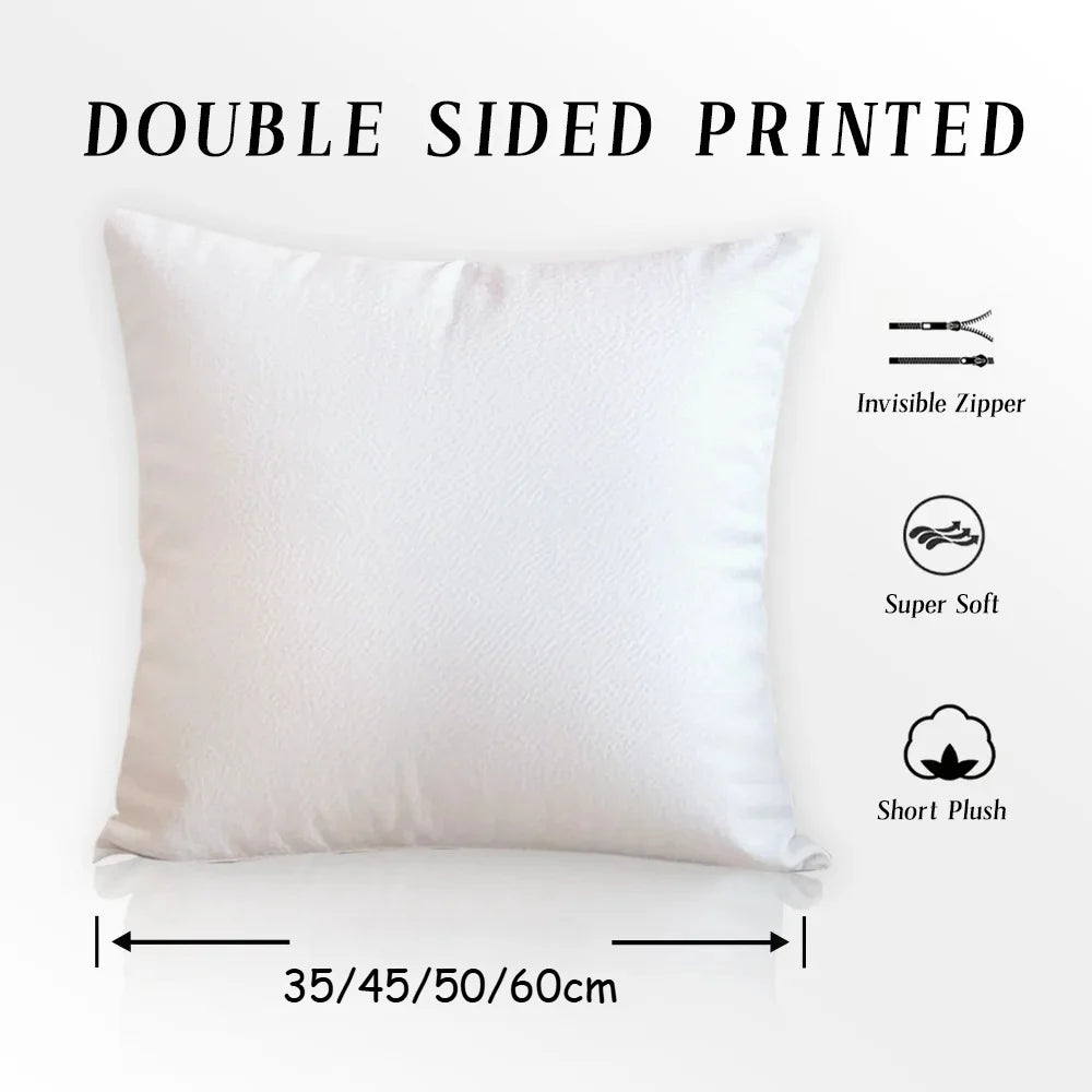 Ocean breeze and small fish pattern Double-sided Printed pillow cover Short plush Suitable living room sofas throw cushion cover