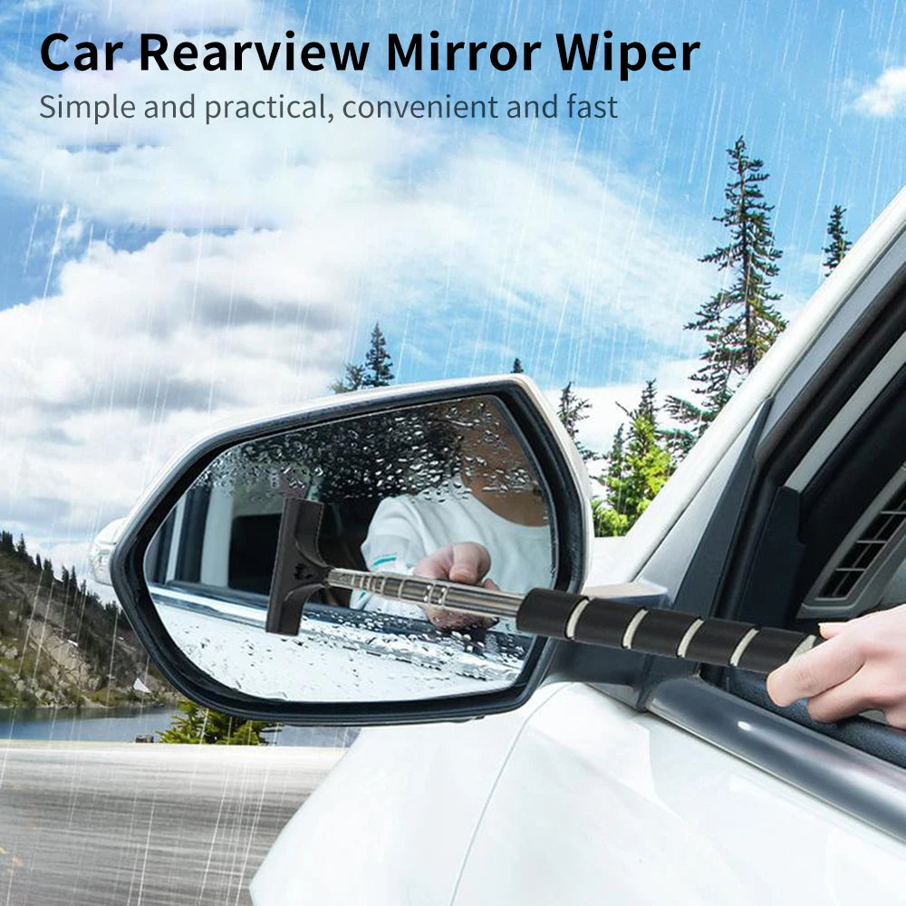 Portable Car Rearview Mirror Wiper Retractable Auto Windshield Wiper Arm Cleaning Supplies Rearview Mirror Water Remover