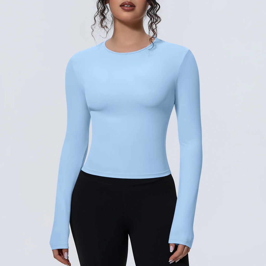 Woman's Yoga Long Sleeved Gym Sports Running Top Slim Breathable Soild Color Fitness Top Running Shirts Gym Top Yoga Sport Top