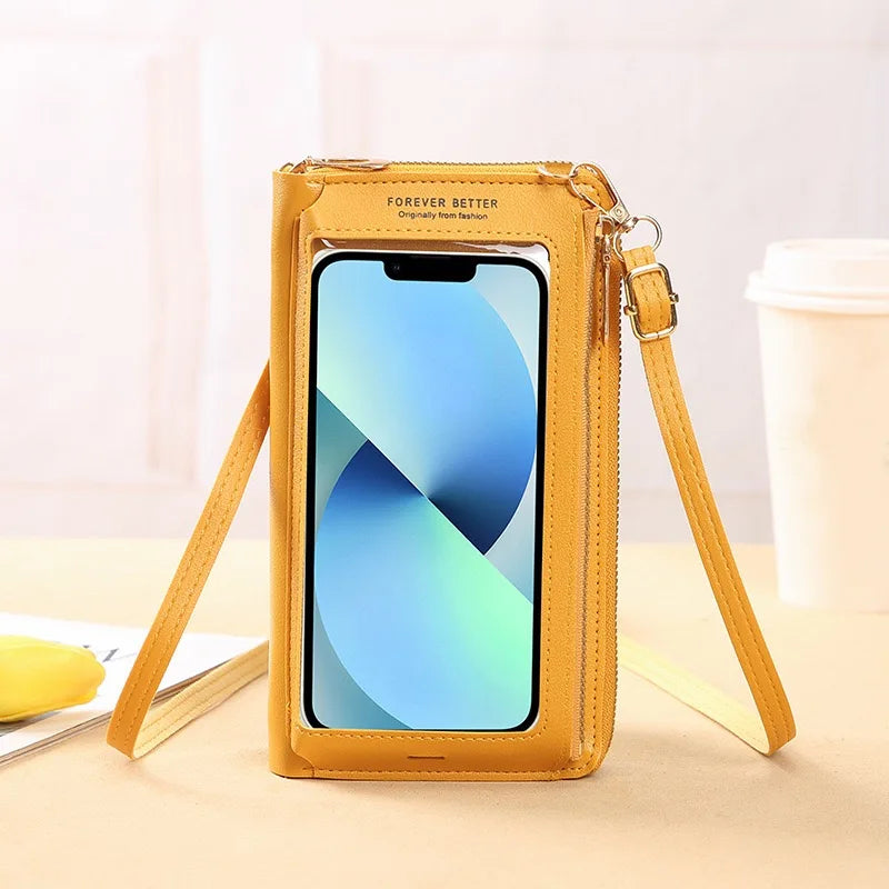 Women Touchable Phone Bag Crossbody Anti-theft Multifunctional Shoulder Bag Transparent Mini Purse Wallet Phone Pouch Messenger