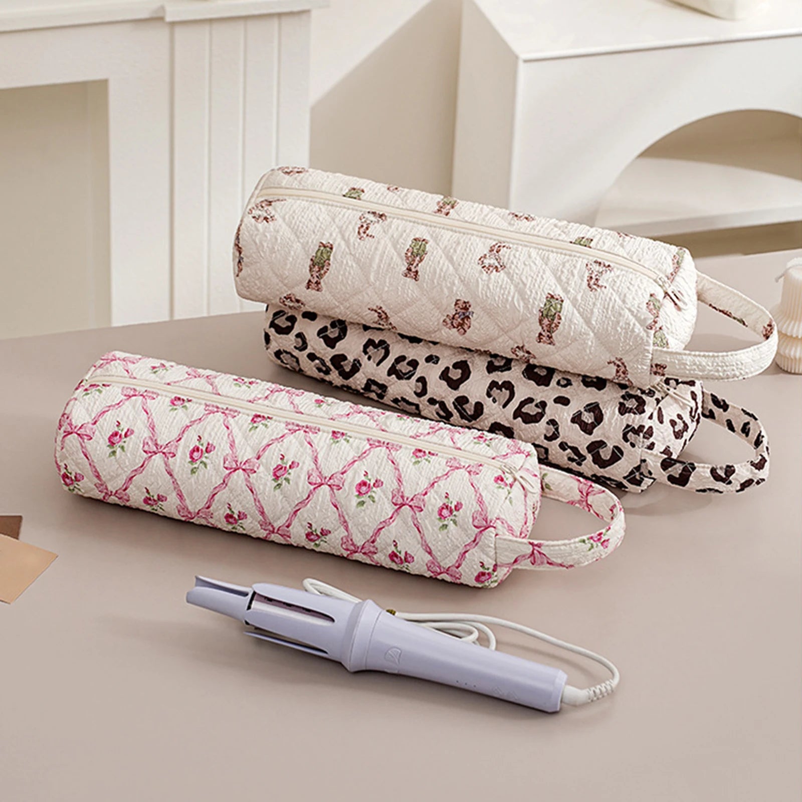 Quilted Hair Air Wrap Dryer Case Zipper Hair Tools Travel Bag Cozy Soft Gifts for Girls Her Mom Friend Sister Bridesmaid