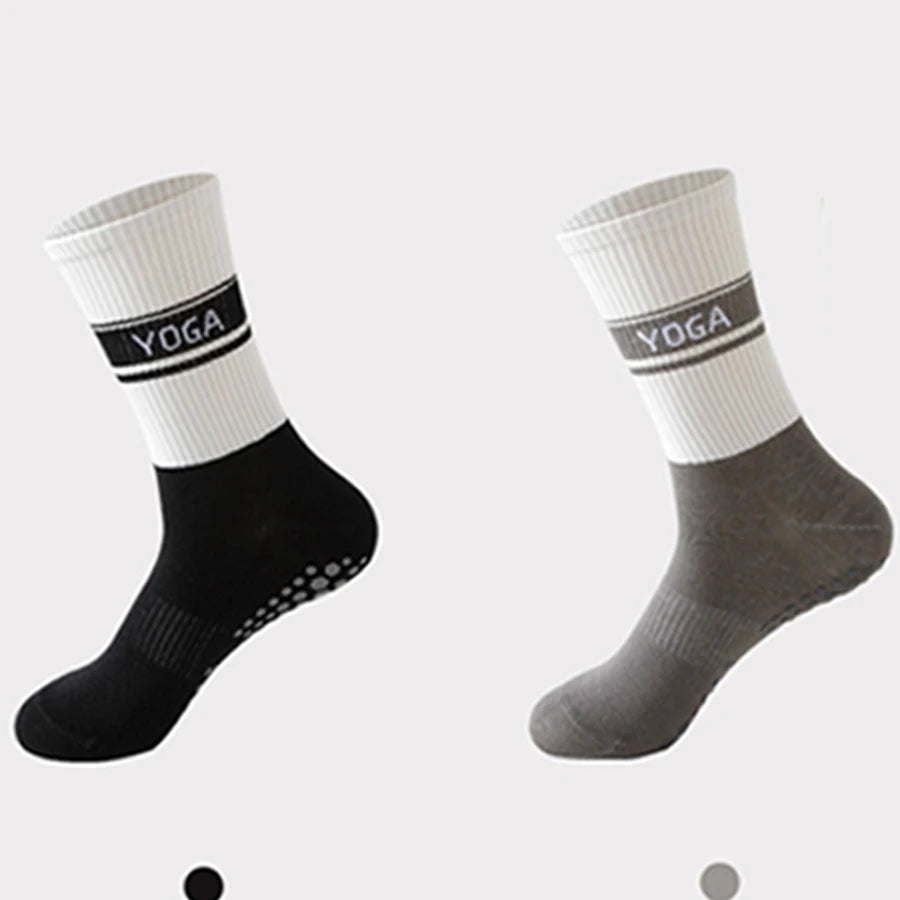2 Pairs Professional Yoga Socks,  Cotton Strapping Silicone Anti-Slip Pilates Fitness Dance Floor Socks