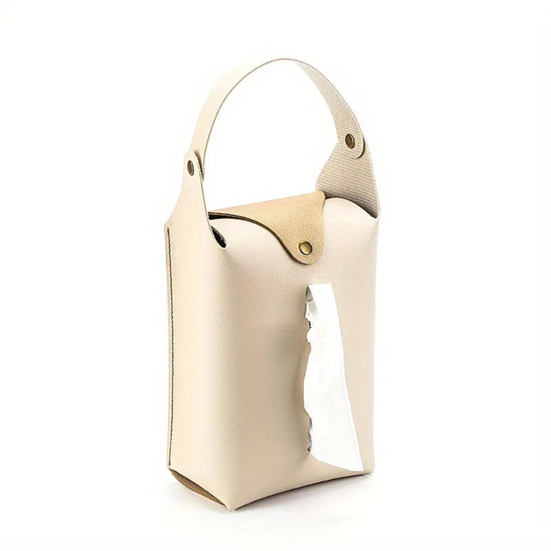 Car tissue box holder Leather car console armrest napkin box visor back tissue box with retaining strap