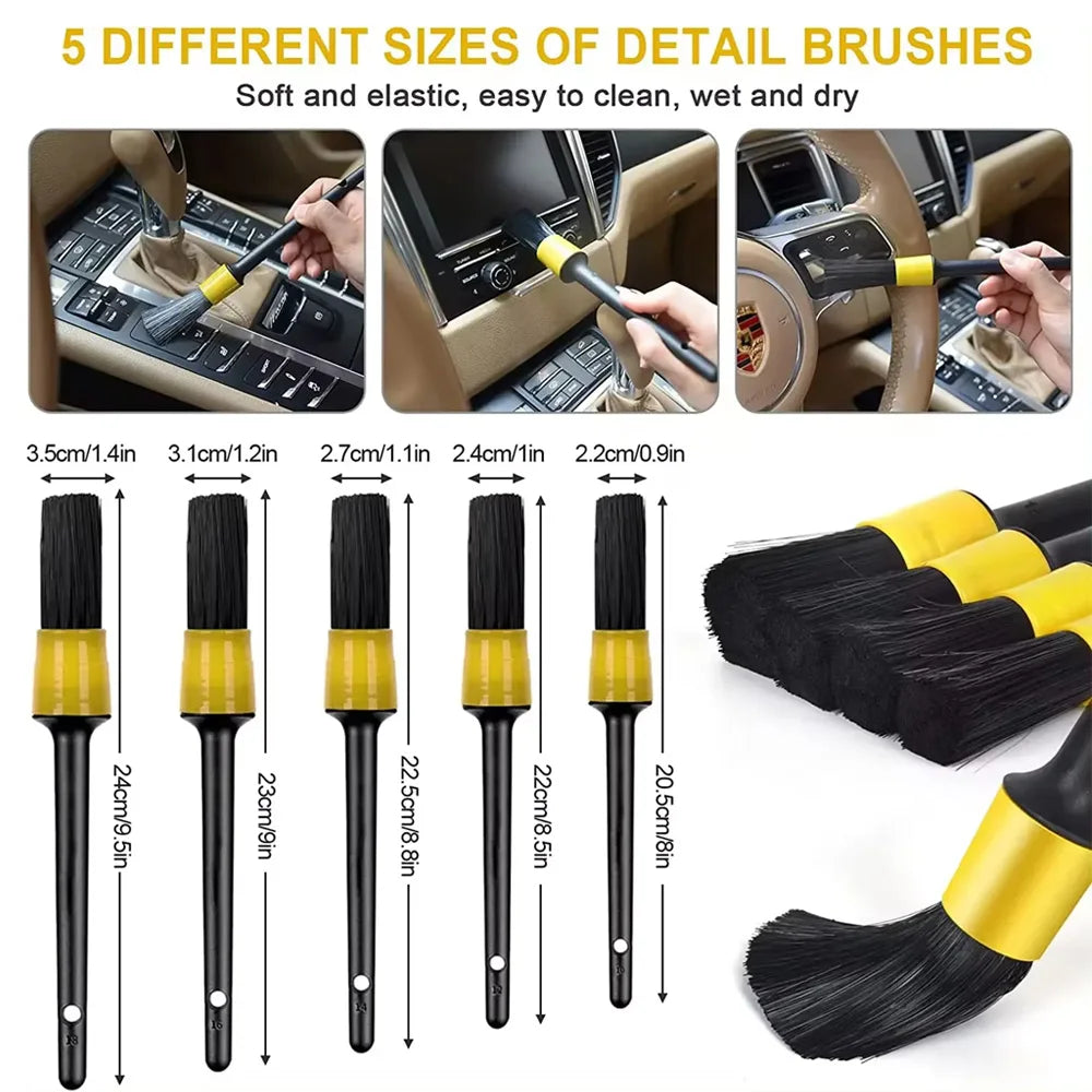 KUNAISI Car Cleaning Kit Detailing Brush Set Car Polish Pads Car Cleaning Brush For Car Air Vents Rim Dirt Dust Clean Tools