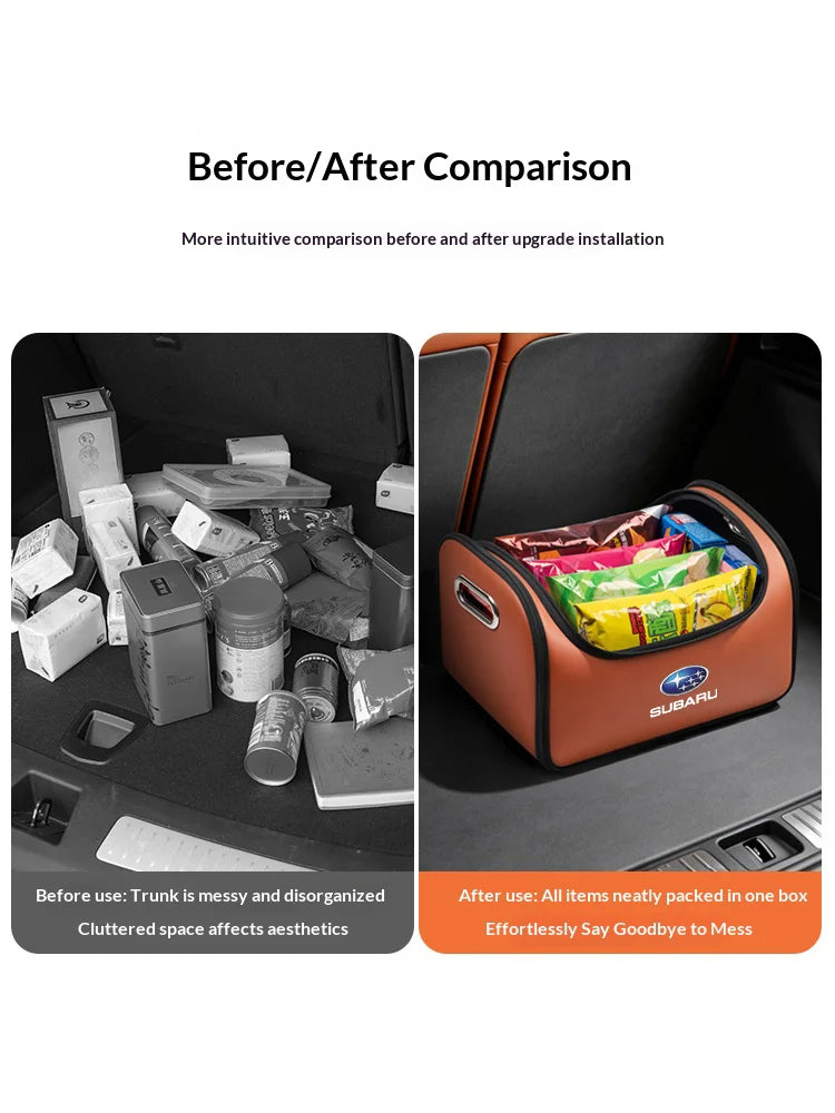 Car Leather Trunk Organizer Box Tailbox Stowing Tidying Storage Bag For Subaru Outback Brz Wrx Xv Ascent Forester Impreza Legacy