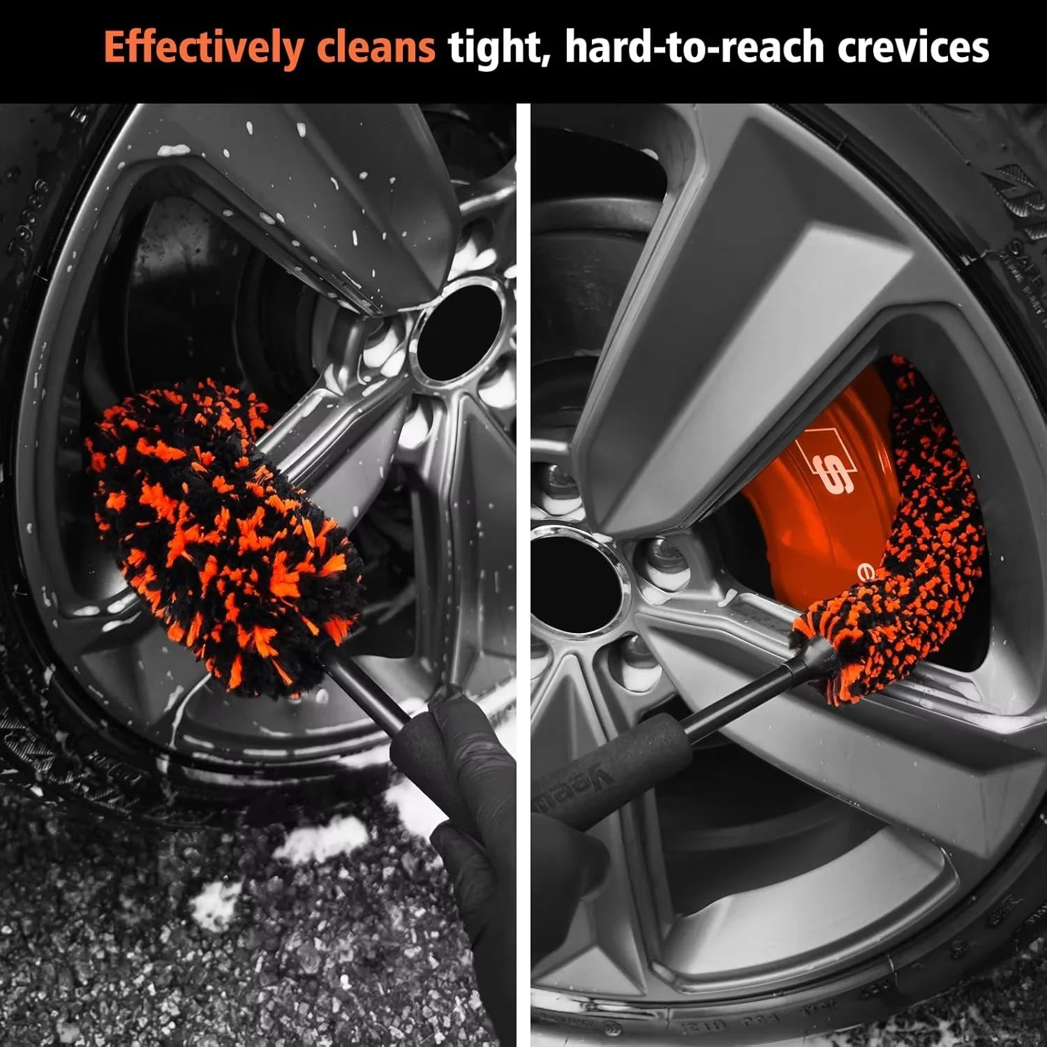 Car Wheel Cleaning Brush, Microfiber Bendable Wheel Detailing Brush,Soft No-Scratch Car Wheel Rim Cleaner Brush for All Wheel