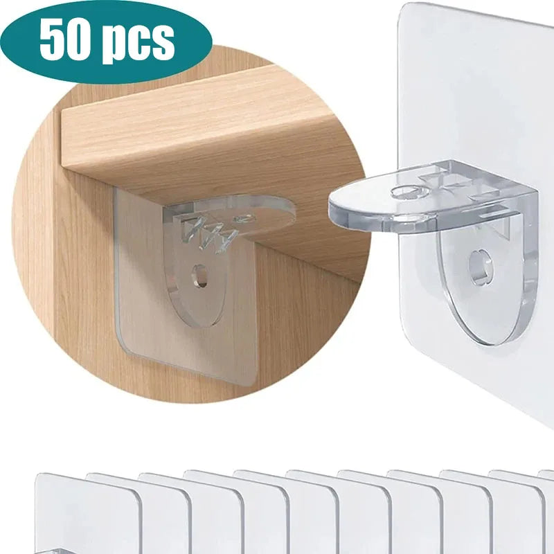 Shelf Bracket Adhesive Nail Self-Adhesive Wardrobe Shelf Bracket Clip Wall Hanging Bracket Partition Non Punching Strong Bracket