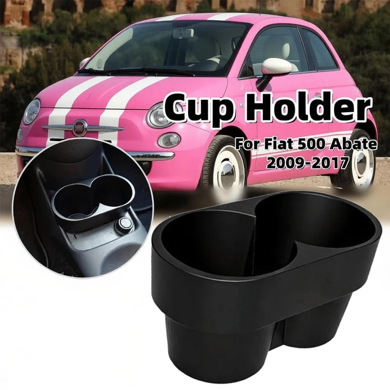 1Pc Car Cup Holder Drink Rack Storage Box Extended Edition For Fiat 500 Abate 2009-2017 Car Interior Stowing Tidying Accessories