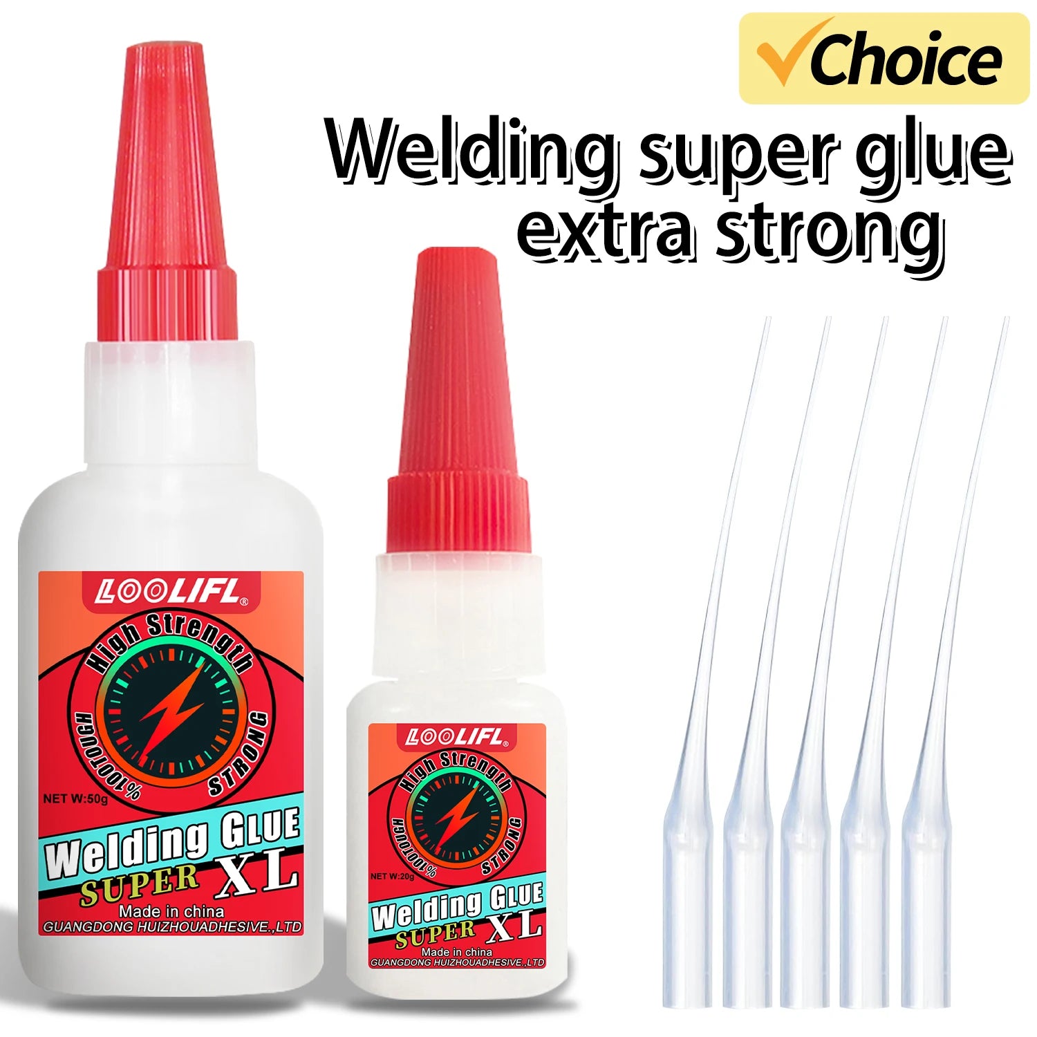 LOOLIFL 50g super glue, professional adhesive, transparent cyanoacrylate glue, quick-drying, tasteless and long-lasting adhesion