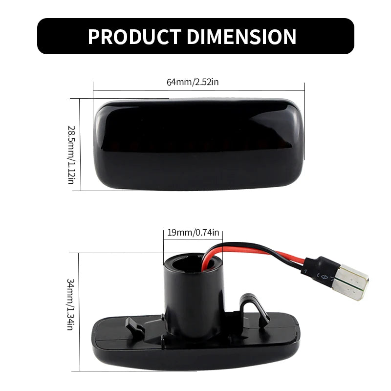 2PCS LED Side Marker Turn Signal Lights Canbus For Dodge Nitro 06-11 Caliber 07-11 Avenger 07-16 Charger For Chrysler 300 05-06
