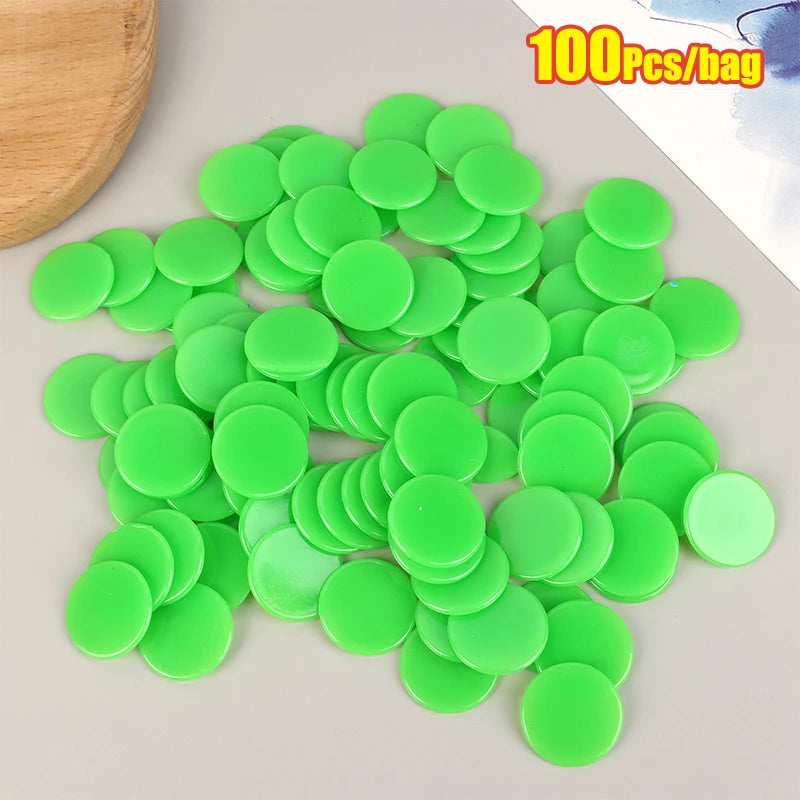 100Pcs 25mm Montessori Learning Education Math Toy Plastic Poker Chips Bingo Chip Markers Token Family Club Party Counting Toy
