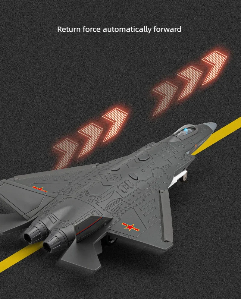 Alloy J-31 Stealth Fighter Bomber Aircraft Model Multi-Purpose Creative Military Aviation Model Building Gifts For Boy Pull-Back