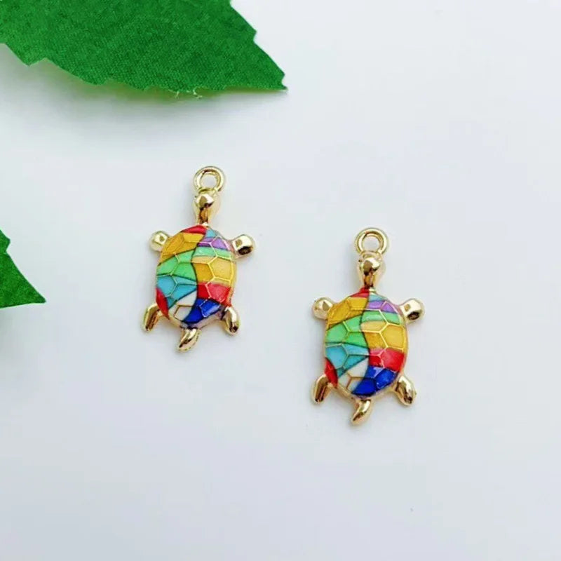 16pcs mixed with 16 cute oil drop printed ocean turtle DIY accessories pendant alloy accessories