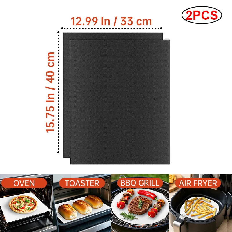Copper Grill Mats for Outdoor Grill 60*40cm Cooking Grill Sheet Heat Resistance Kitchen BBQ Tool Reusable Easy to Clean Barbecue