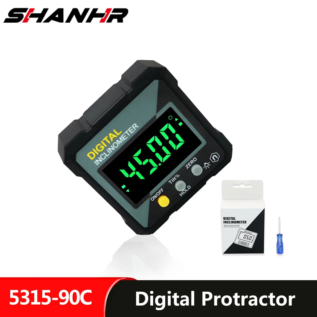 SHANHR Digital Electronic Level Digital Angle Fnder 4*90 ° Magnetic Inclinometer Protractor Precision Level Box For Woodworking