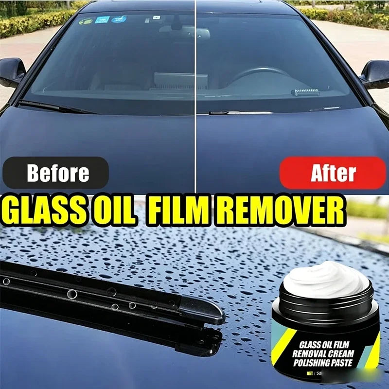 Car Windshield Glass Cleaner Polishing Kit Oil Film Oxidation Remover Paste Long Lasting Hydrophobic Water Repellent Anti Rain