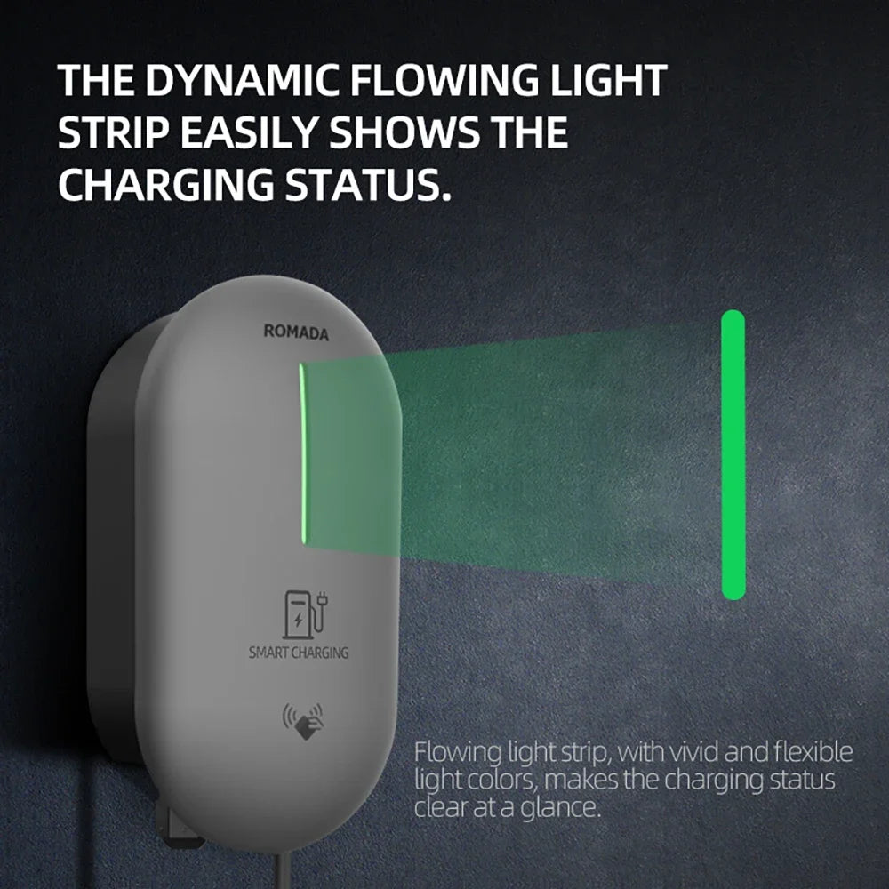 ROMADA EV Charger IEC62196 Type2 EVSE Wallbox 32A 7 KW 1Phase Adapter Bluetooth APP Control for Electric Vehicle Car With CE