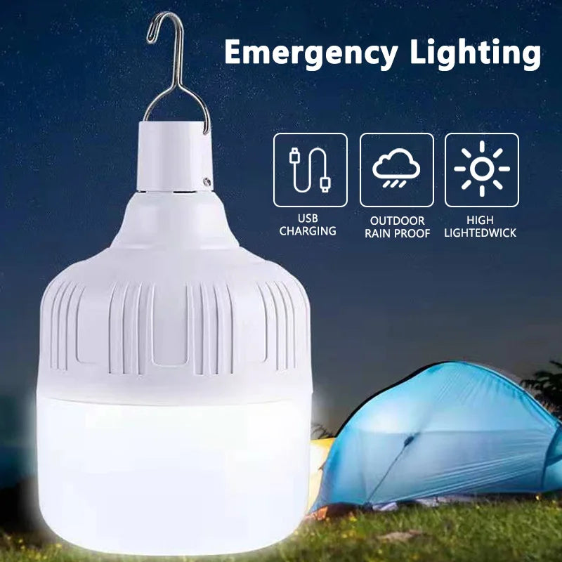 Emergency Light Portable USB Rechargeable LED Camping Light Bulb Super Bright Outdoor Camping Lamp Fishing BBQ Tents Night Light