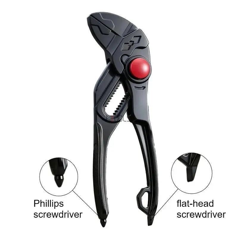 4 Inch Multifunctional Water Pump Pliers Portable Thickened Quick Adjustable Mini Pipe Pliers with Screwdriver Tip Nut Removal