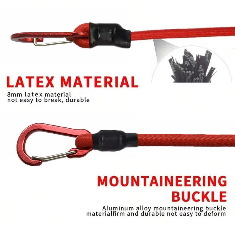 30-210cm Luggage Fixed Strap Elastic Rope Camping Equipment 8mm Tent Elastic Strap Extendable Hook Type